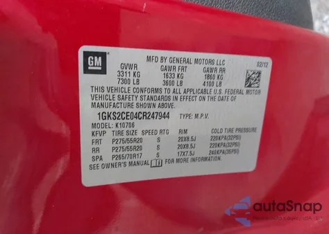 2012 GMC Yukon Slt z USA, uszkodzony, nr VIN 1GKS2CE04CR247944